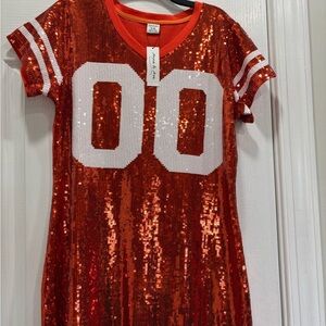 Anna & Ava Orange and White Sequin Top